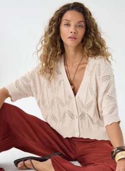 Short Sleeve Dolman Stitchery Cardigan