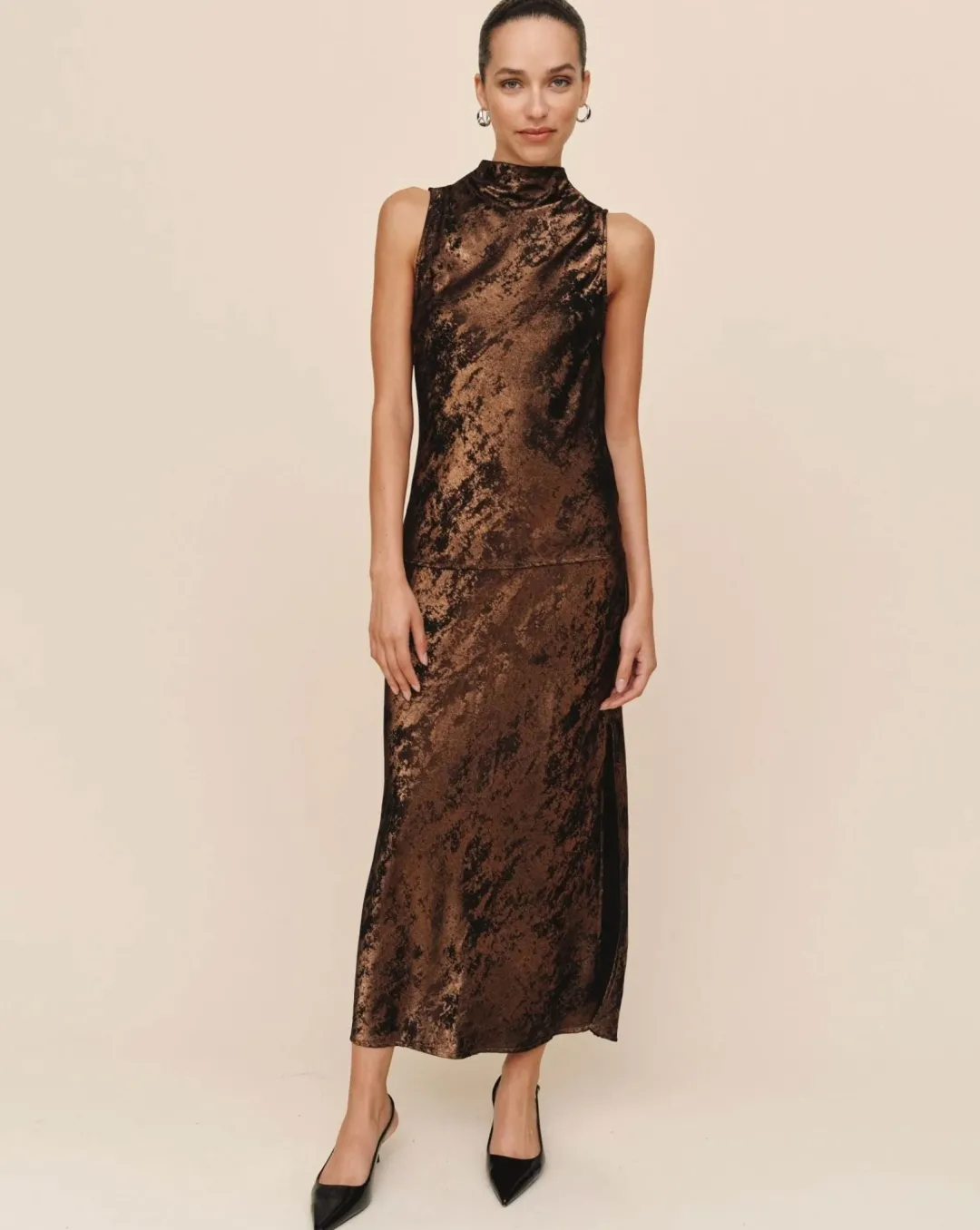 Side Slit Bias Maxi Skirt