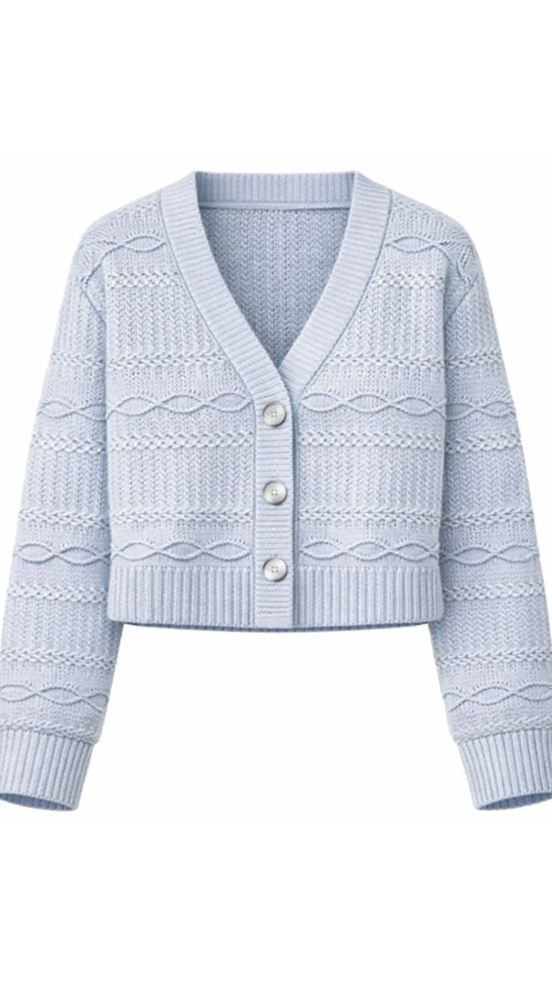 Solid Cropped V Neck Cardigan