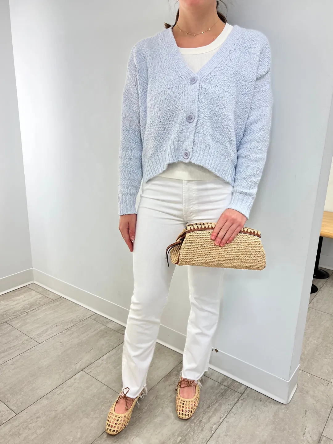 Solid Cropped V Neck Cardigan