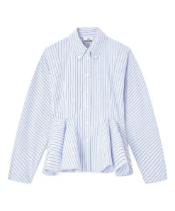 Stripe Cotton Peplum Shirt