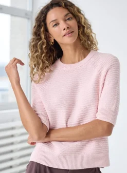 Texture Stitch Short Sleeve Raglan Crew