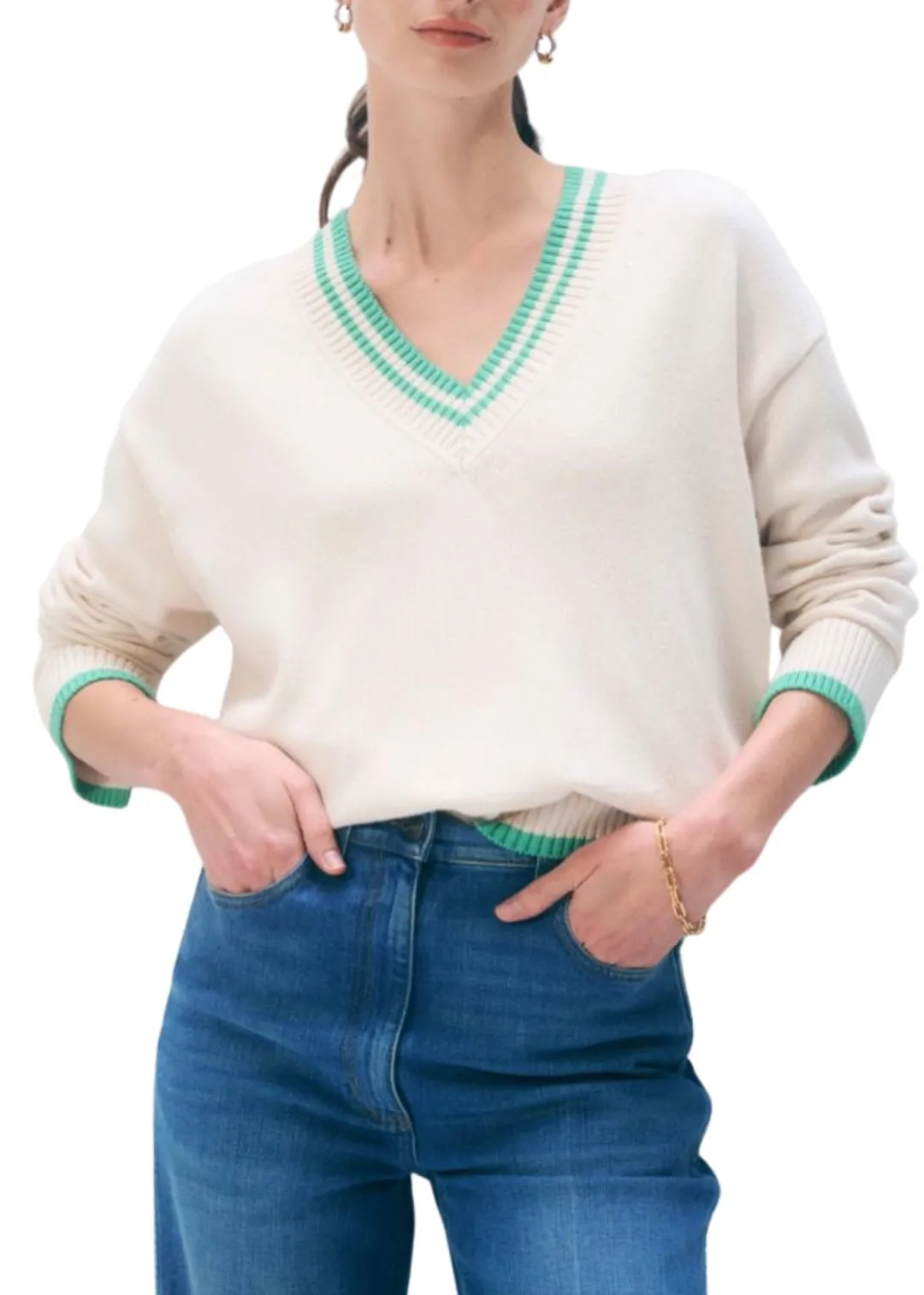 Varsity Cotton V Neck